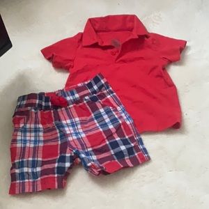 First Impressions red,white and blue short set. 6-9m
